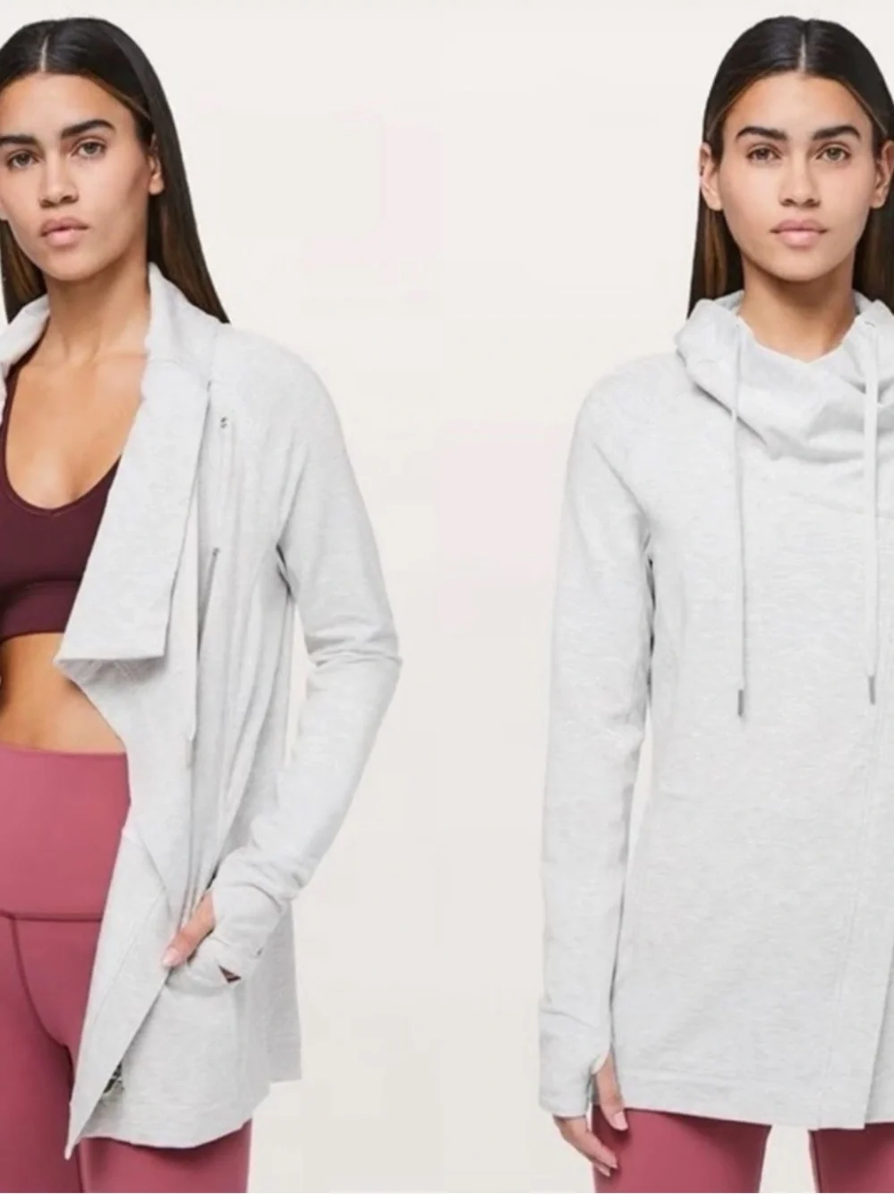 lululemon coast  asymmetrical easy wrap sweater jacket heather Gray